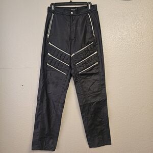 Bugle Boy Co USA Vintage Pants Men 31 Black Zipper Moto Style Slim Straight D773
